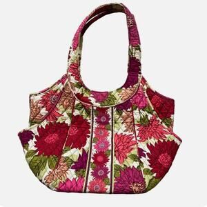 Vera Bradley Hello Dahlia Side by Side Tote Bag Purse VTG Retired Magnetic Close